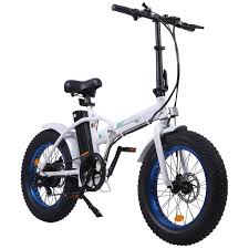 Ecotric white portable and folding fat bike model Dolphin
